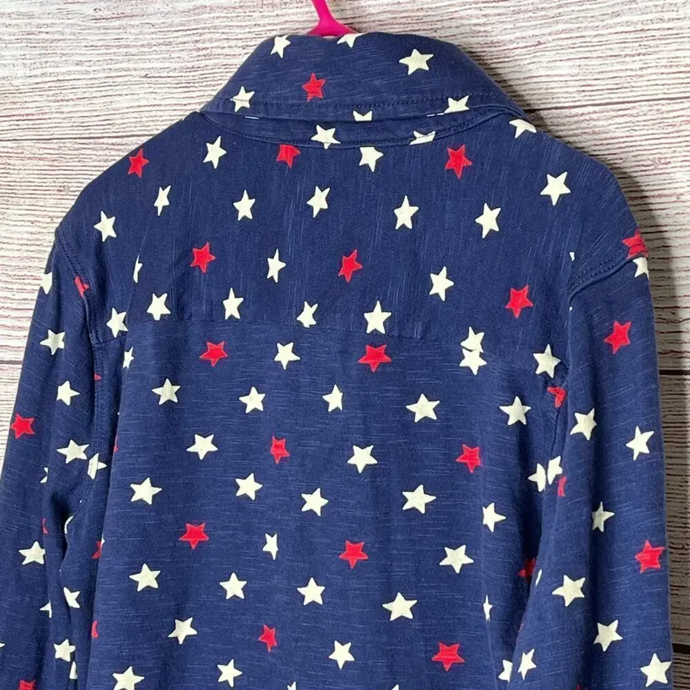 Mini Boden Boys 250th July 4th Blue USA Stars Long Sleeve Top Size 7-8